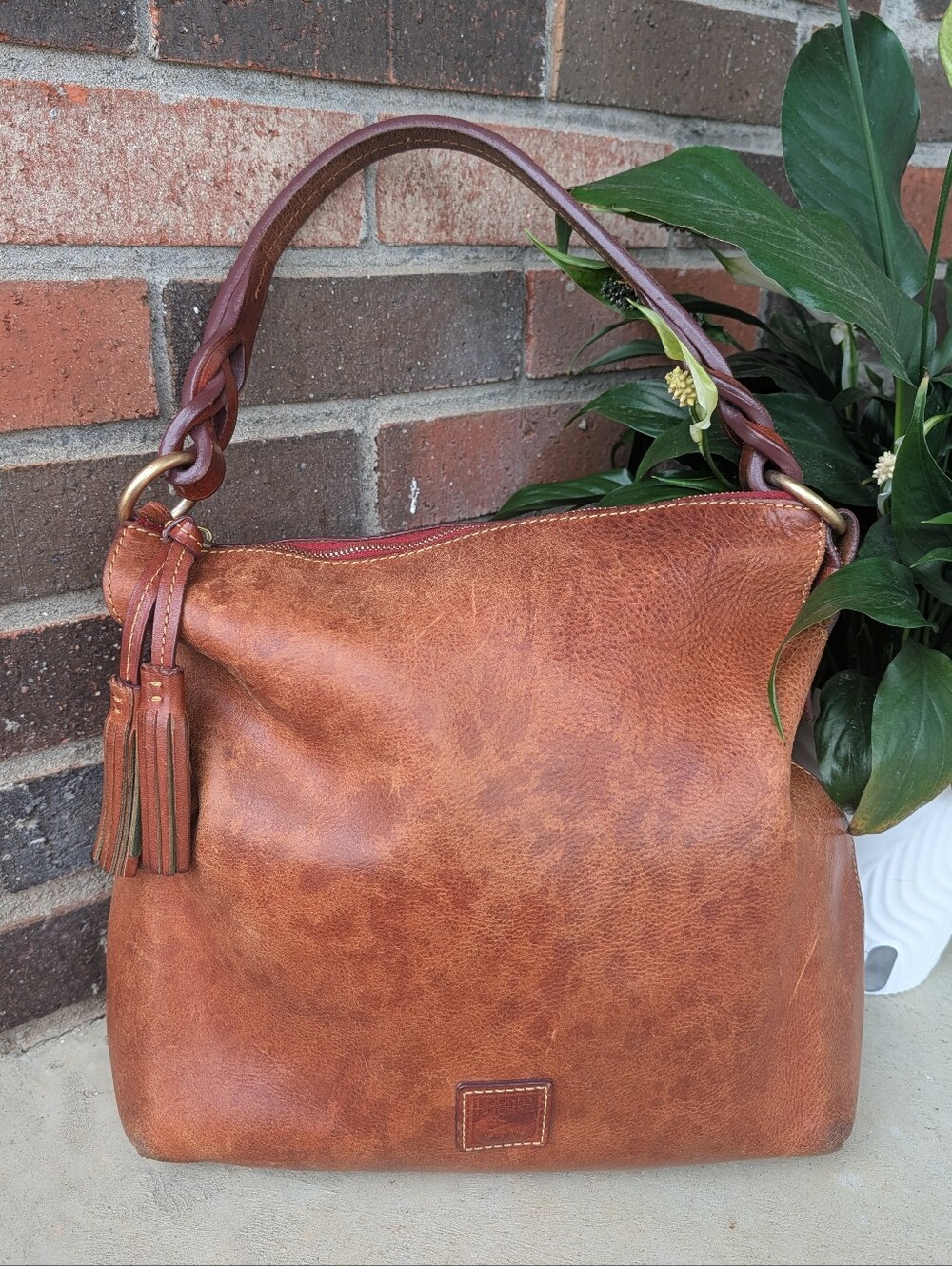 🤎 Vintage Dooney & Bourke Sloan Genuine Pebble Leather Shoulder Hobo Satchel